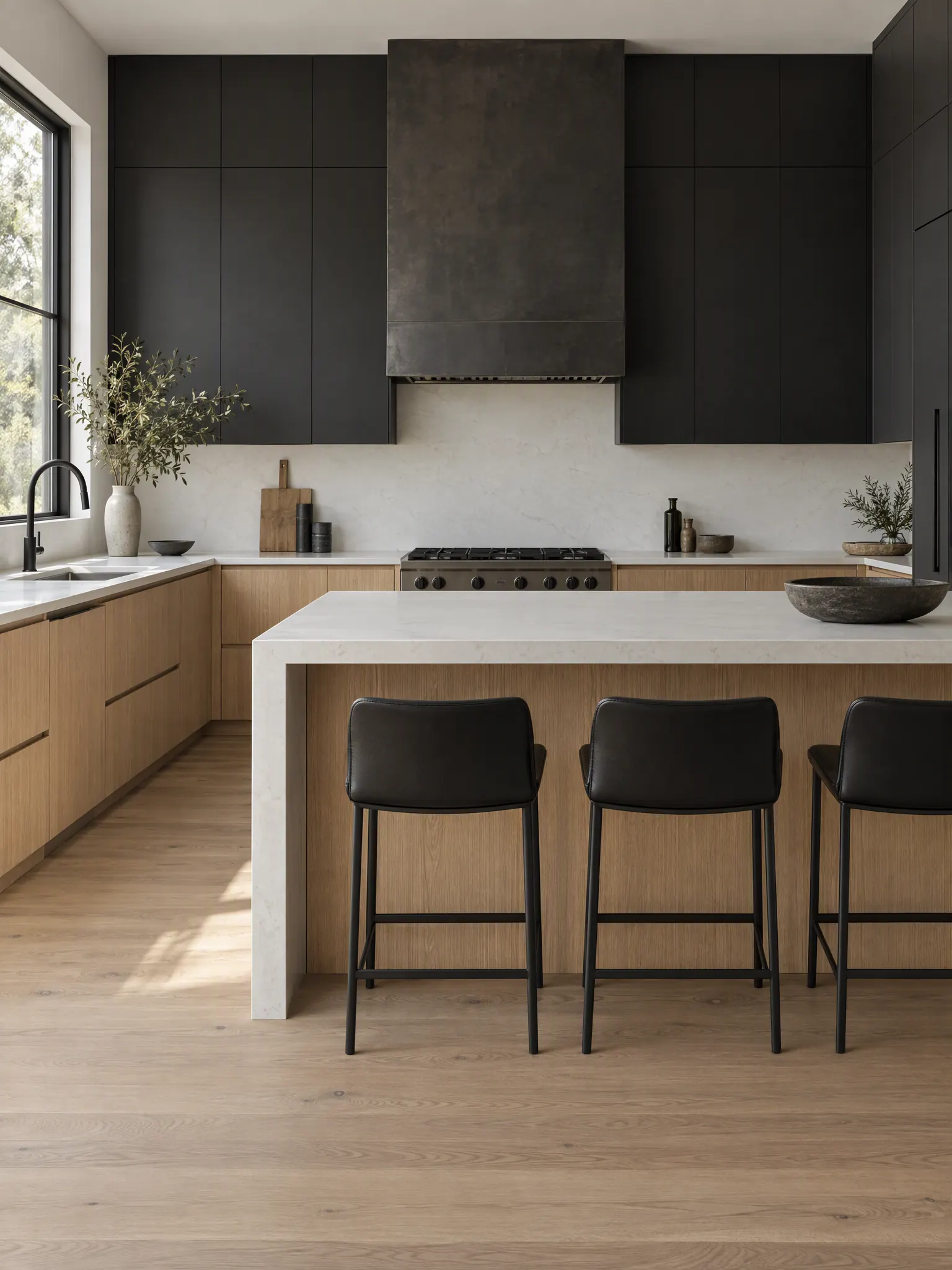 Style reference: White Oak and Black Kitchen