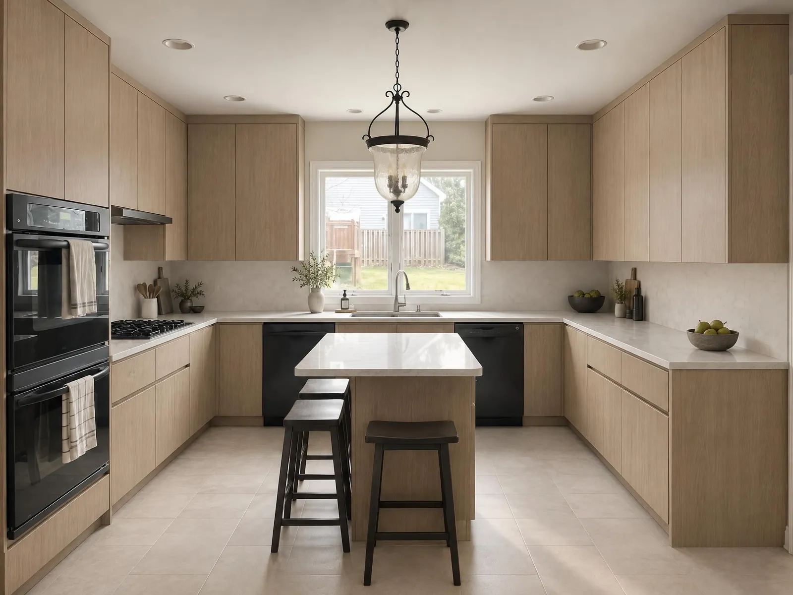 White oak kitchen before and after: cherry cabinets to light wood